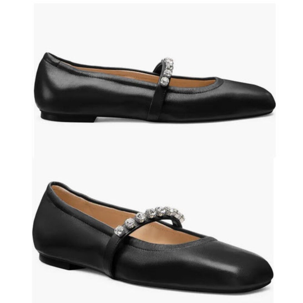 Stuart Weitzman Goldie Ballet Flats with  Sparkling Crystals Sz 8